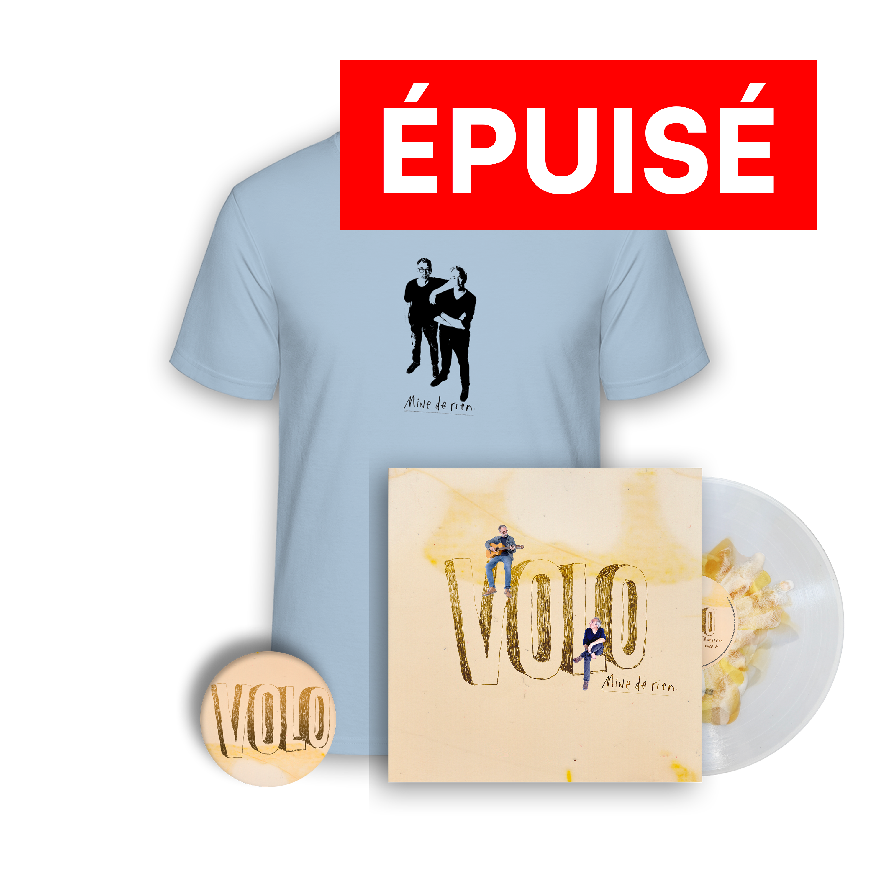 Vinyle splatter numéroté édition limitée + T-shirt + Badge “Mine de rien“
