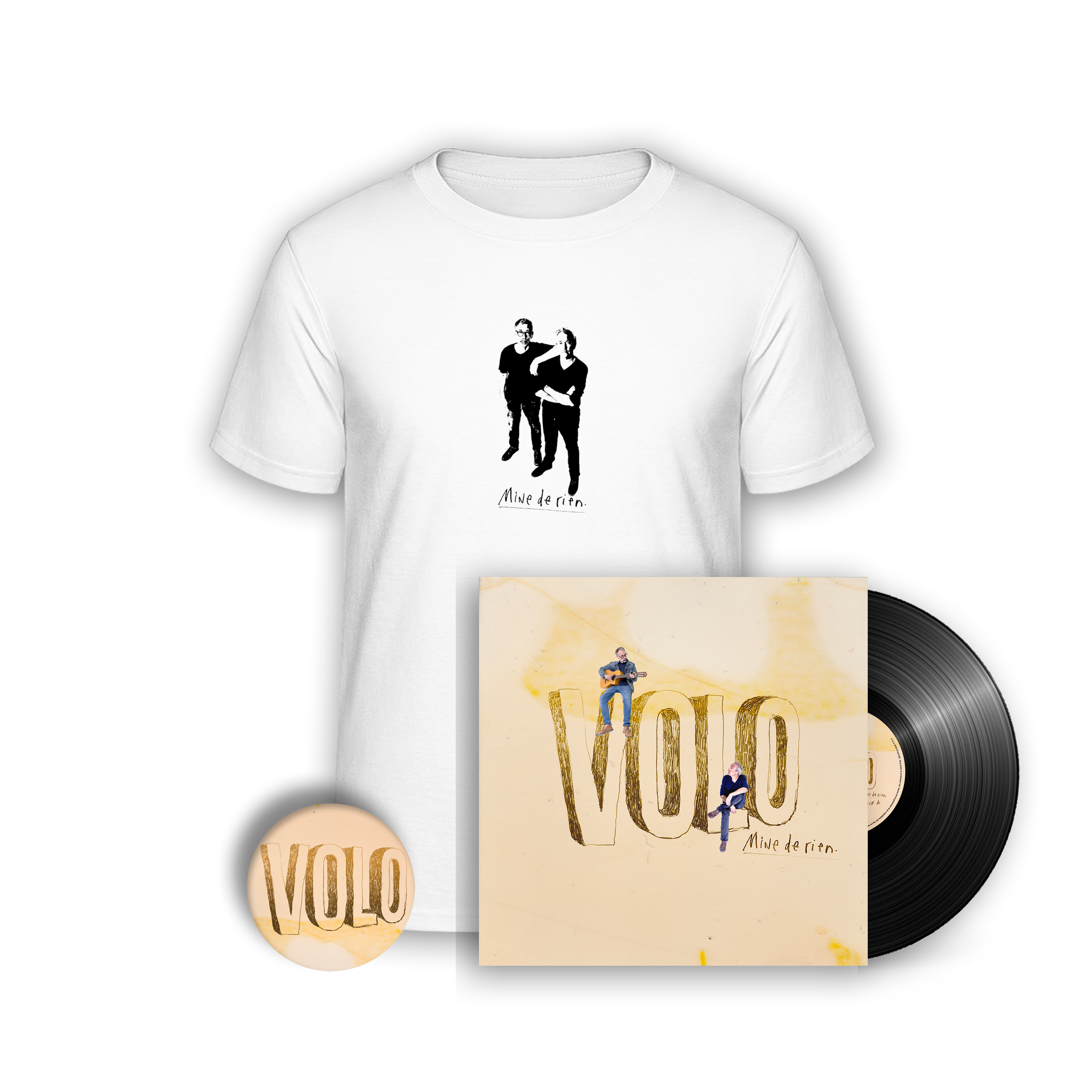 Vinyle + T-shirt + Badge “Mine de rien“