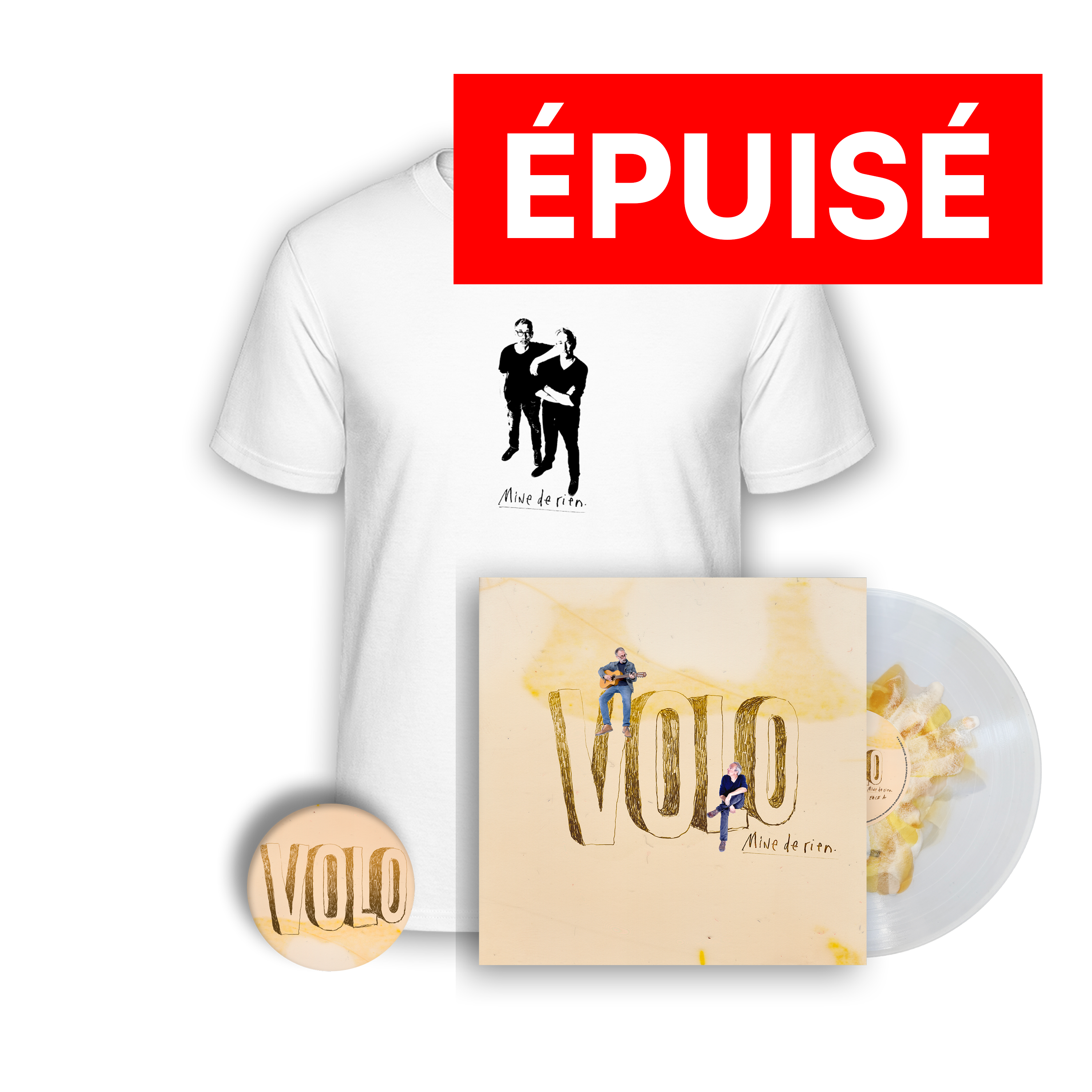 Vinyle splatter numéroté édition limitée + T-shirt + Badge “Mine de rien“